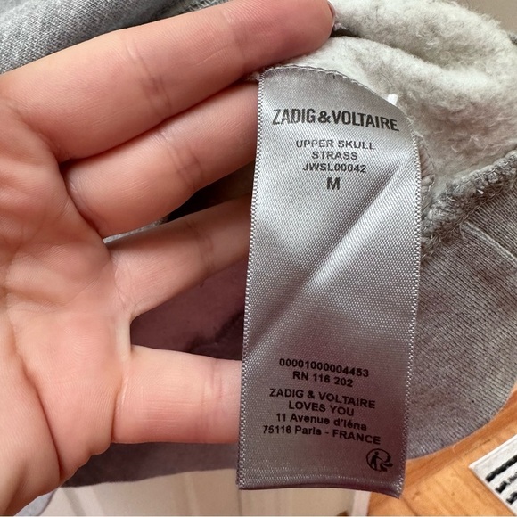 Zadig & Voltaire gray crew sweatshirt jewel skull medium - Picture 7 of 7